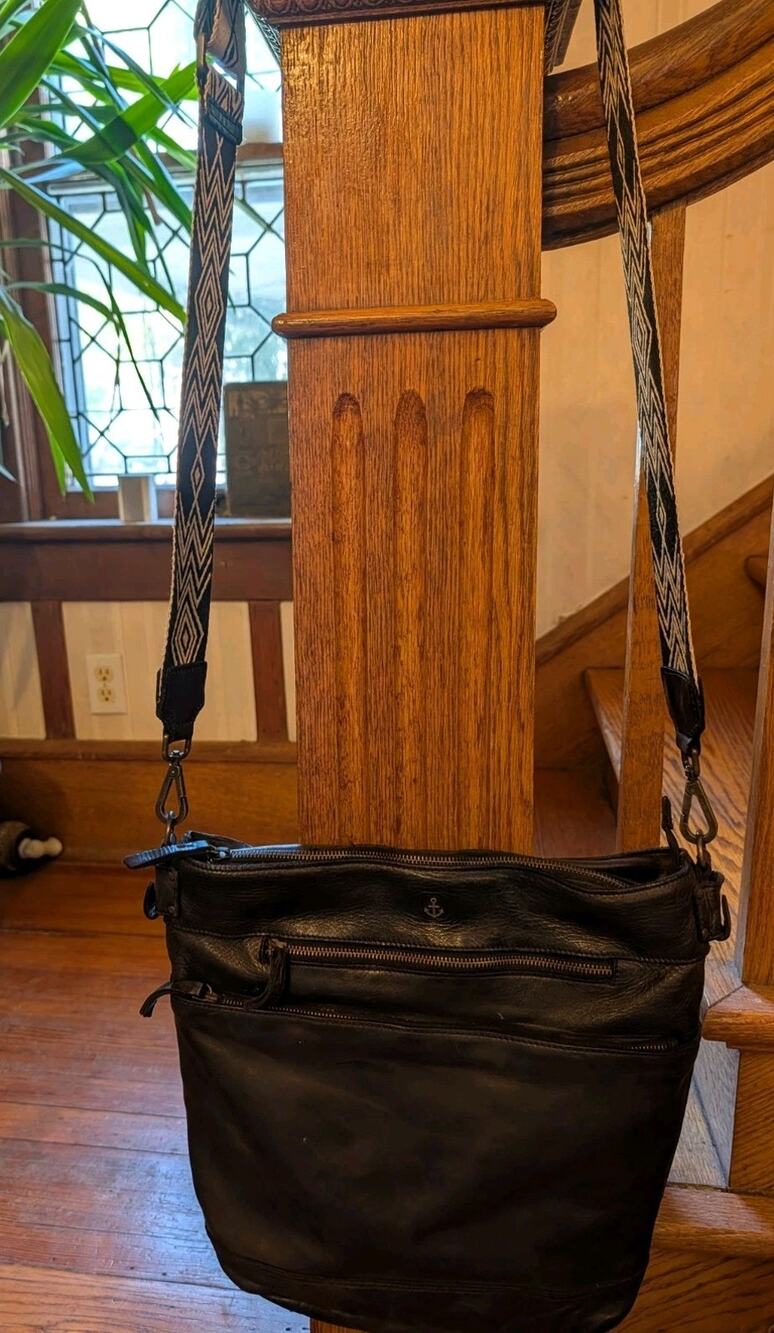 Harbour 2nd Vintage Soft Black Leather Large Bag